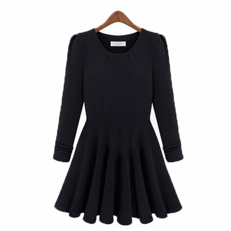 Women's Knit Dress Solid Autumn Render Skirt 2014 Slim Hot Long Sleeve ...