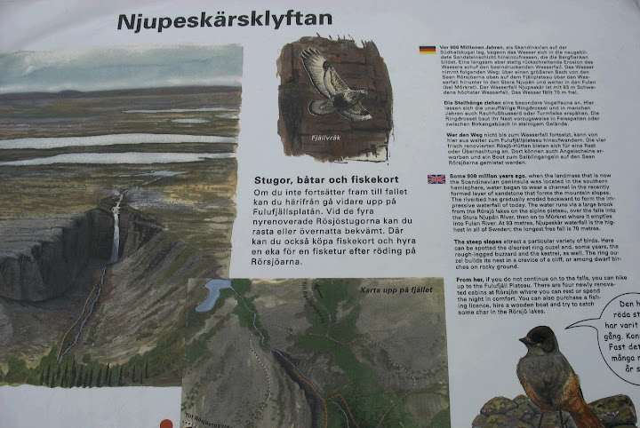 Bord bij de waterval.