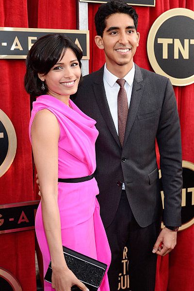 Actors Frieda Pinto and Dev Patel looked absolutely stunning as they walked the red carpet during the 19th Annual Screen Actors Guild Awards, held at The Shrine Auditorium in Los Angeles on January 27, 2013. (Getty Images)