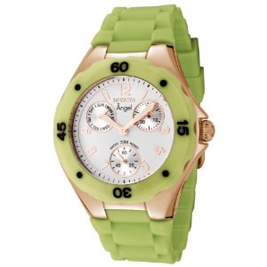  Invicta Women's 0713 Angel Collection Rose Gold-Plated Green Polyurethane Watch