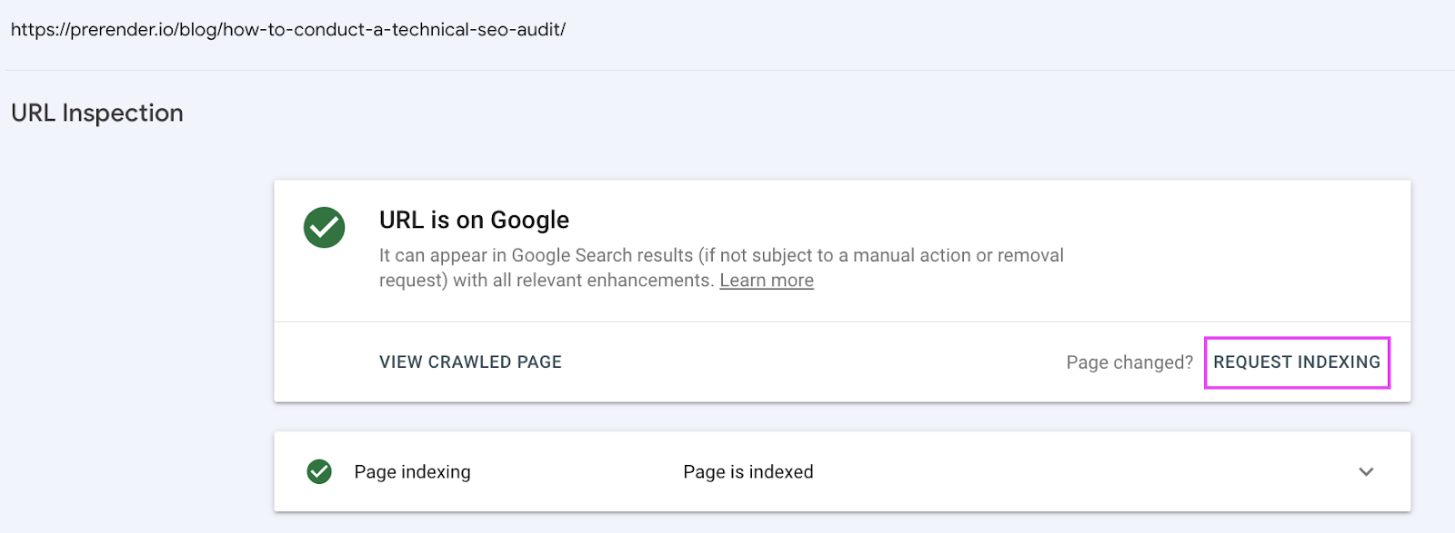 How to request indexing on a URL in Google Search Console 