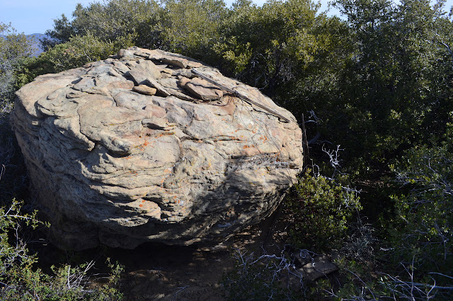 the boulder with the benchmark, a good eye should be able to pick out the disk near the top