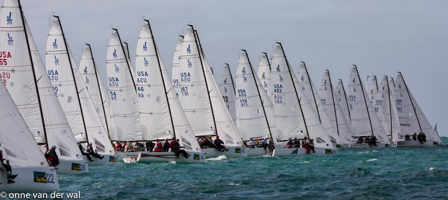 J/70s sailing off start- Santa Barbara, CA