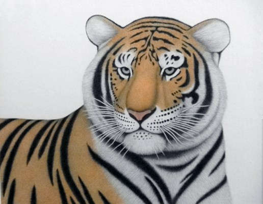 "Young Tiger" by Artist Steve Femmer.Colored pencil drawing. $375.00