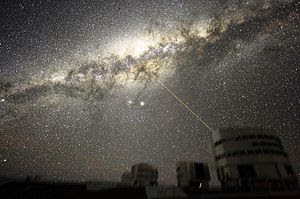 An image of the Milky Way's Galactic Center in the night sky above Paranal Observatory