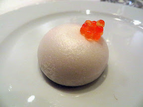 Castagna Snax: Puff with egg salad and trout roe from Castagna Restaurant