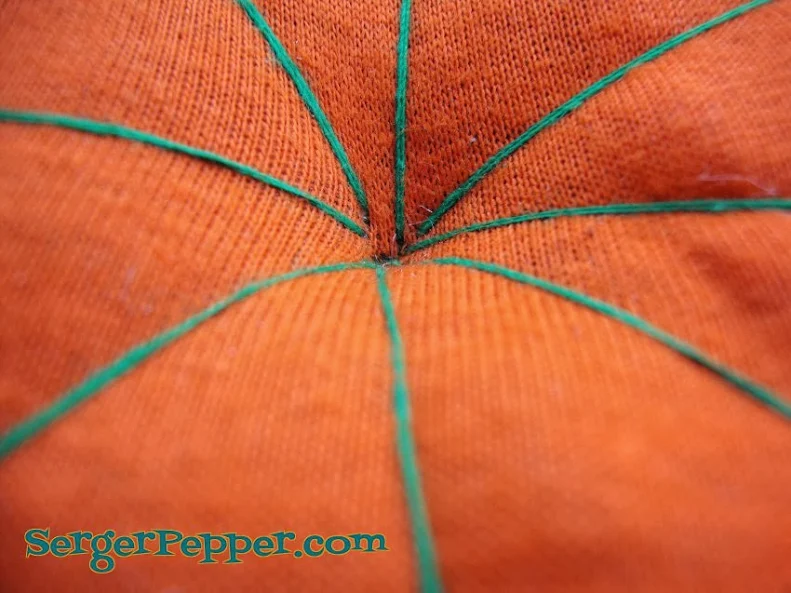 SergerPepper - Jack O'PinMe Pin Sharpener - hand stitch to create a pumpkin shape - closer