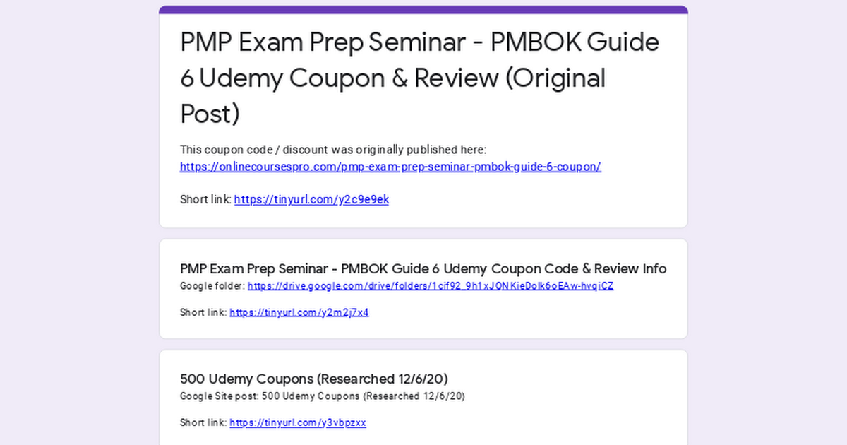 PMP Exam Prep Seminar PMBOK Guide 6 Udemy Coupon & Review (Original Post)