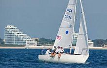 J/24 one-design sailboat- sailing off Puerto Vallarta, Mexico in Pan Am Games