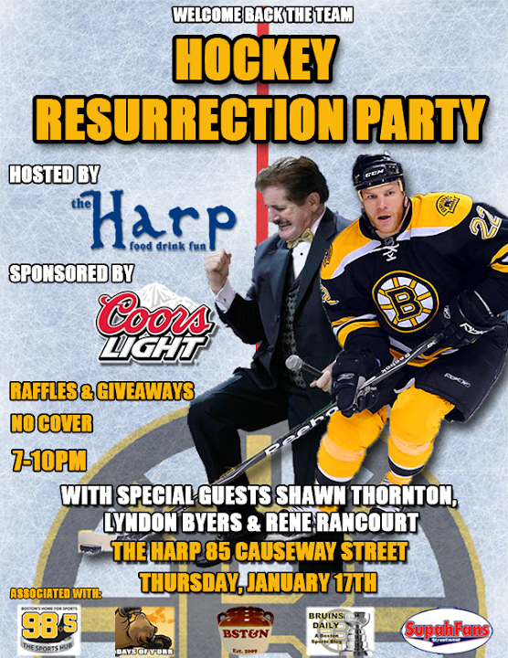 Shawn Thornton, Rene Rancourt to guest appear at Hockey Resurrection Party, 1/17