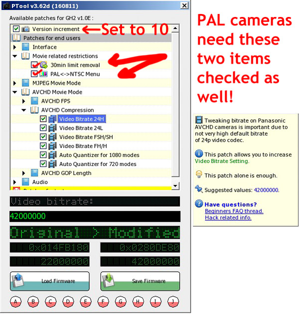 Movie Related Restrictions: PAL Panasonic GH2 PTool v3.62d............ONLY Movie Related Restrictions: PAL Panasonic GH2 PTool v3.62d............ONLY