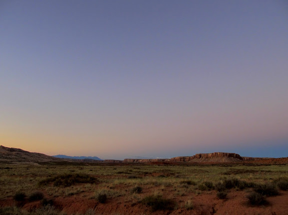 Abajo Mountains and Tank Mesa after sunset