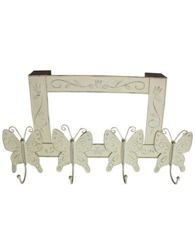 Cream Metal Butterfly Over Door Hook