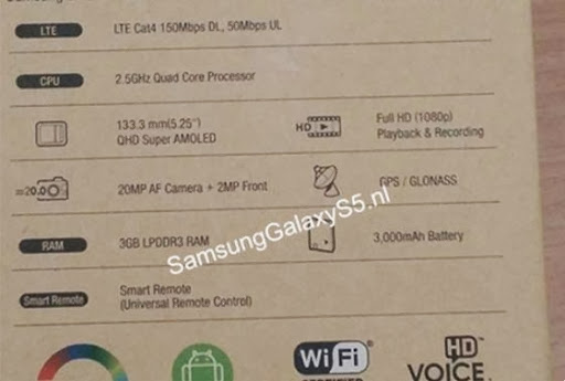 號稱是 Samsung Galaxy S5的包裝盒照片
