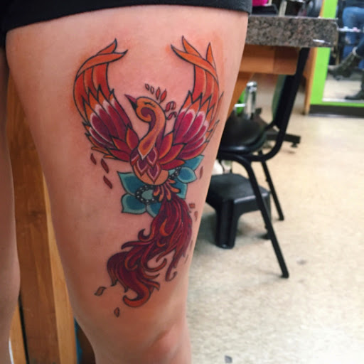 Girly Phoenix Leg Tattoo - Tatto Pictures