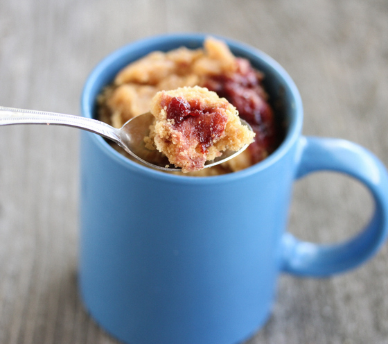 close-up photo of Peanut Butter and Jelly Mug Cake