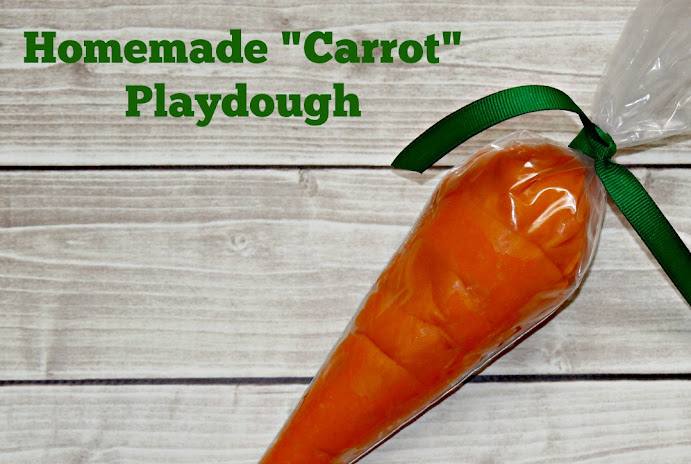 Homemade Playdough in a Carrot Shape for Easter or Spring