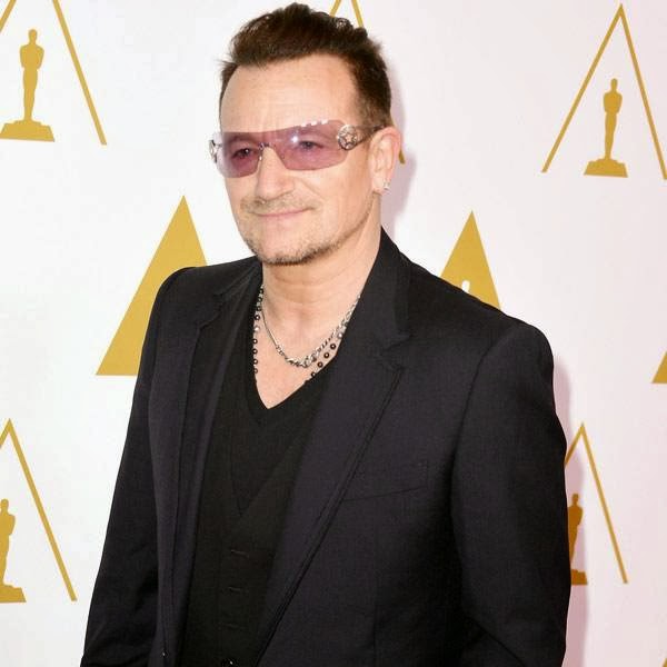 Singer/songwriter Bono of music group U2 attends the 86th Academy Awards nominee luncheon, held at The Beverly Hilton Hotel in Beverly Hills, California.