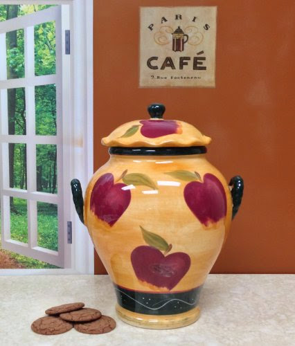  Tuscany Country Apple, Hand Painted Ceramic, Cookie jar Canister, 84176 By ACK