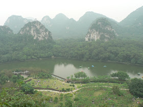 karst scenery behind a lake