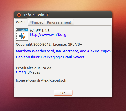  WinFF 1.4.3 su Ubuntu - info