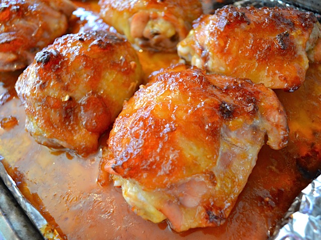 baked pineapple teriyaki chicken on pan 