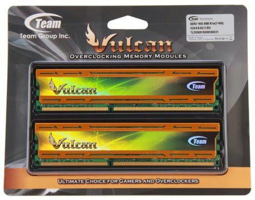  Team Vulcan 8GB (2 x 4GB) 240-Pin DDR3 SDRAM DDR3 1600 (PC3 12800) Desktop Memory (Yellow Heat Spreader) Model TLYD38G1600HC9DC01