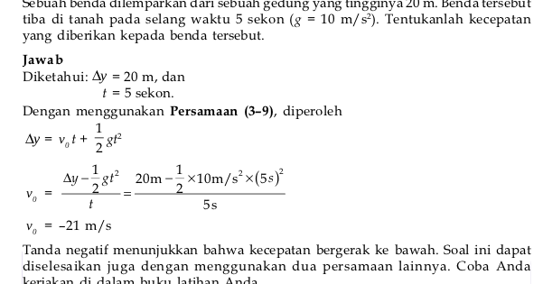 Soal Gerak Vertikal Ke Bawah Kelas 10 - Jawaban Buku