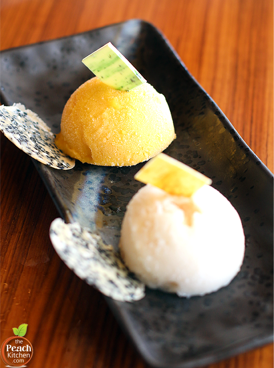 Desserts at Solaire: Yakumi's Mango and Guyabano Ice Cream