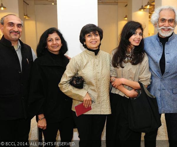 Rohit, Sujata, Bharti, Tanira and Sunil Sethi during the Be Open exhibition, held at IGNCA, Janpath, New Delhi, on February 10, 2014.