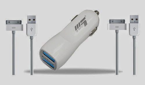  X5 Mobile Fast Dual USB Car Charger 2.1Amps / 10W + 2 iPhone 30pin cable for Apple iPad 2, New iPad 3, iPhone 4s 4 3 3Gs