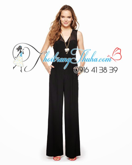 Jumpsuit Đồ Bay Đen Phối Ren