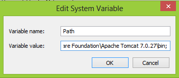 menambahkan path apache tomcat pada environment variables