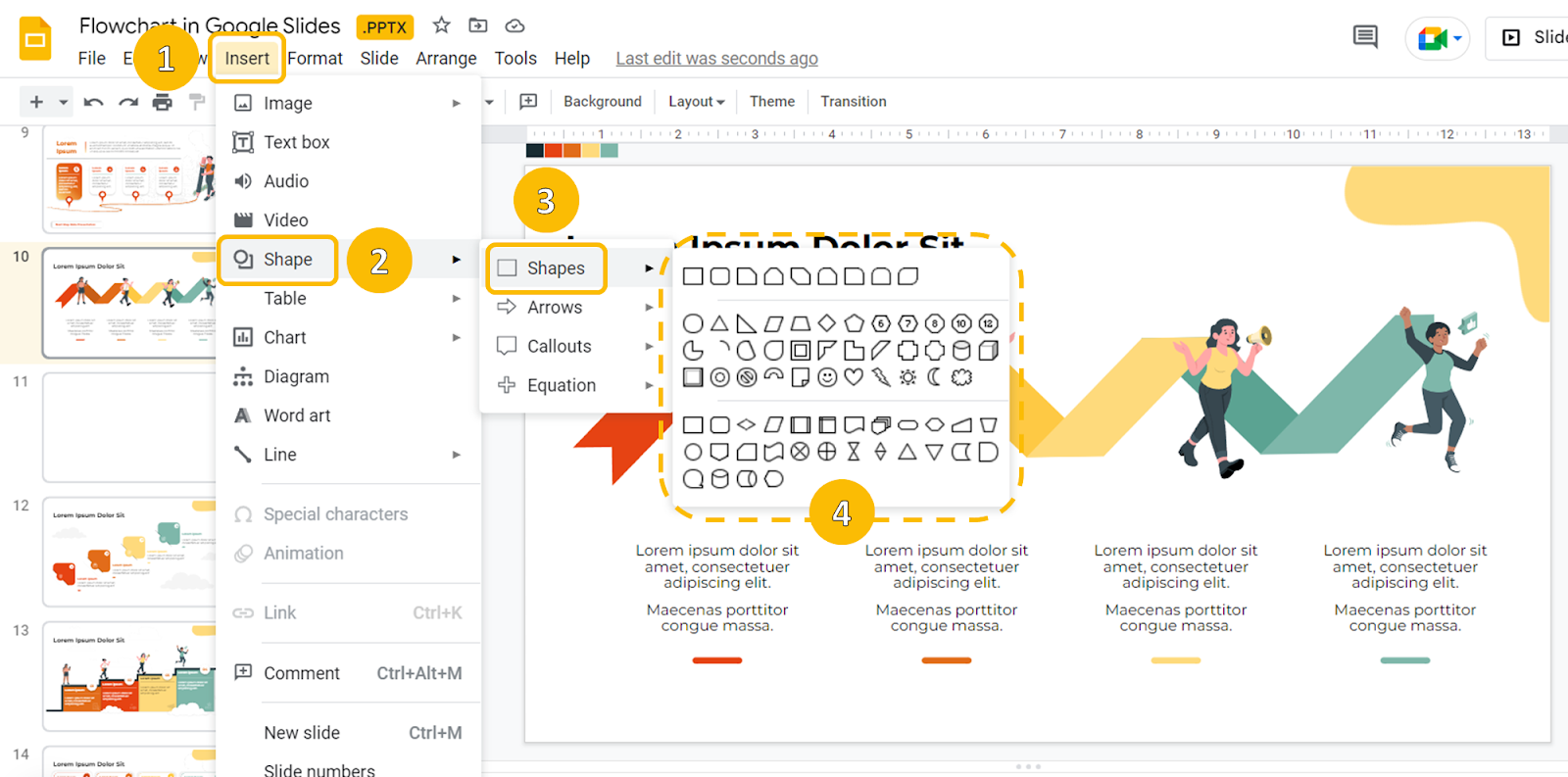 How to create a flowchart in google slides