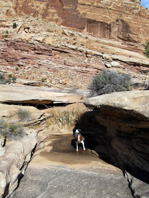 Torrey in one of the few potholes we found