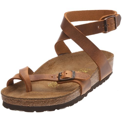 Birkenstock thongs Yara from Leather in antique brown with a narrow ...