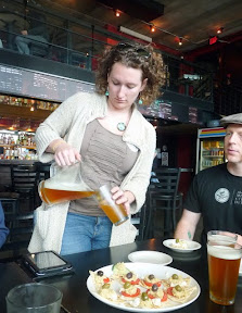 Christina Collada from Google Places pouring the beer at the Guild Pub House