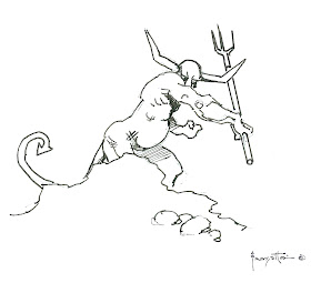 Little Devil by Frank Frazetta, drawn from memory by Arthur Suydam after its theft from his studio