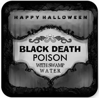 Halloween Label - Gray & Black Large Square Sticker