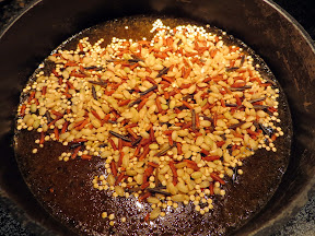 Quinoa with Roasted Cauliflower and Mushrooms Recipe: Making quinoa/wild rice in vegetable stock