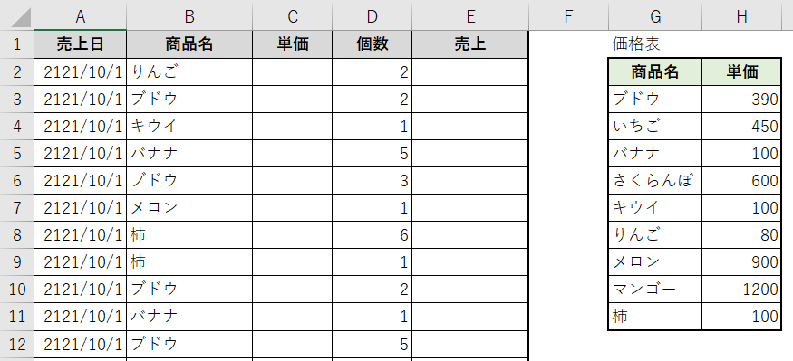 VLOOKUP基本編(1)