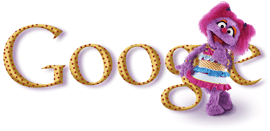 Doodle de Google con "Abigail" para conmemorar el 40 aniversario de Barrio Sésamo (Sesame Street)