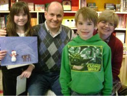 The Divine Miss M and Li'l Man with their bedtime story creators, Mark and Caralynn Buehner