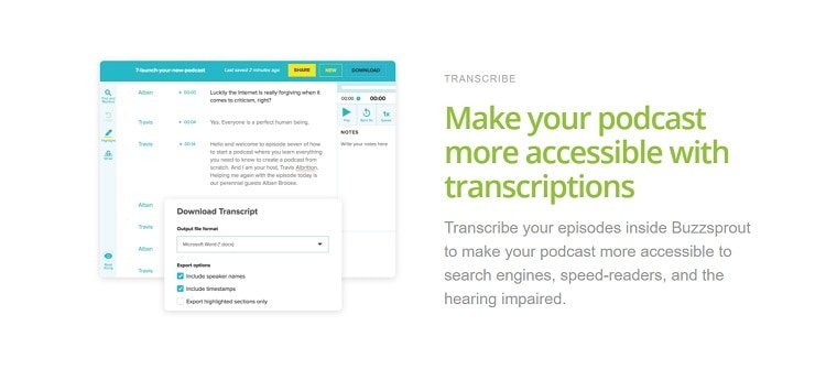 Accessibilité de Buzzsprout : transcriptions