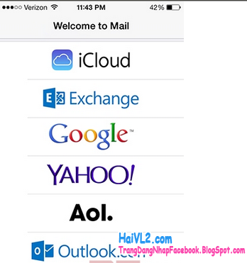 đăng nhập email, gmail, yahoo trên iPhone