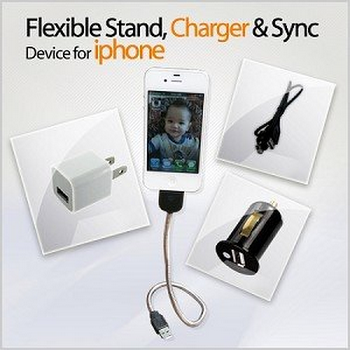 Helix Loop - Iphone USB Charger and Stand, Including Extension Cord, Car Charger and Wall Adapter