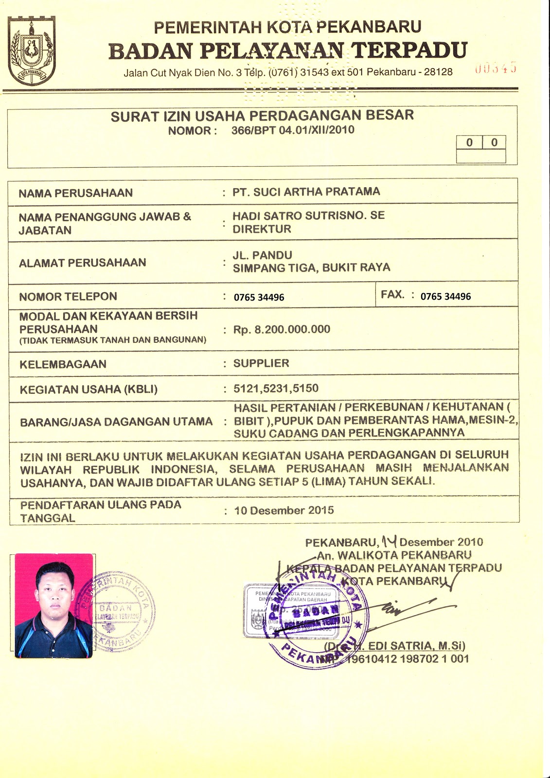 Contoh Surat Izin Domisili Usaha