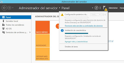 Instalar rol de Servicios de dominio de Active Directory en Windows Server 2012