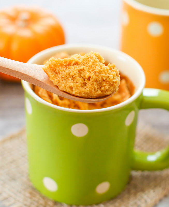 photo of a spoonful of Pumpkin Mug Cake