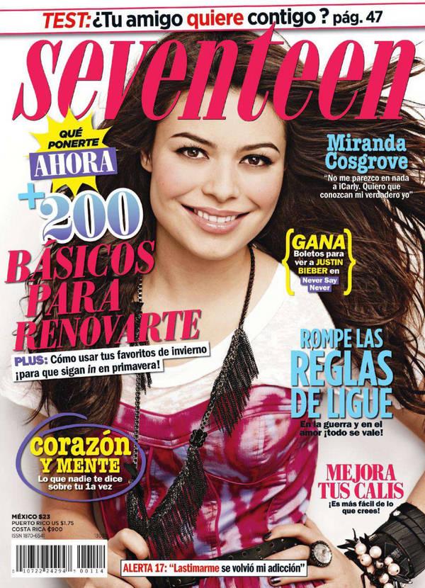Music artist, Miranda Cosgrove for Seventeen Mexico